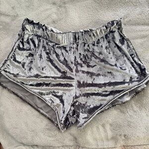 Crushed Velvet Pajama Shorts in Gray